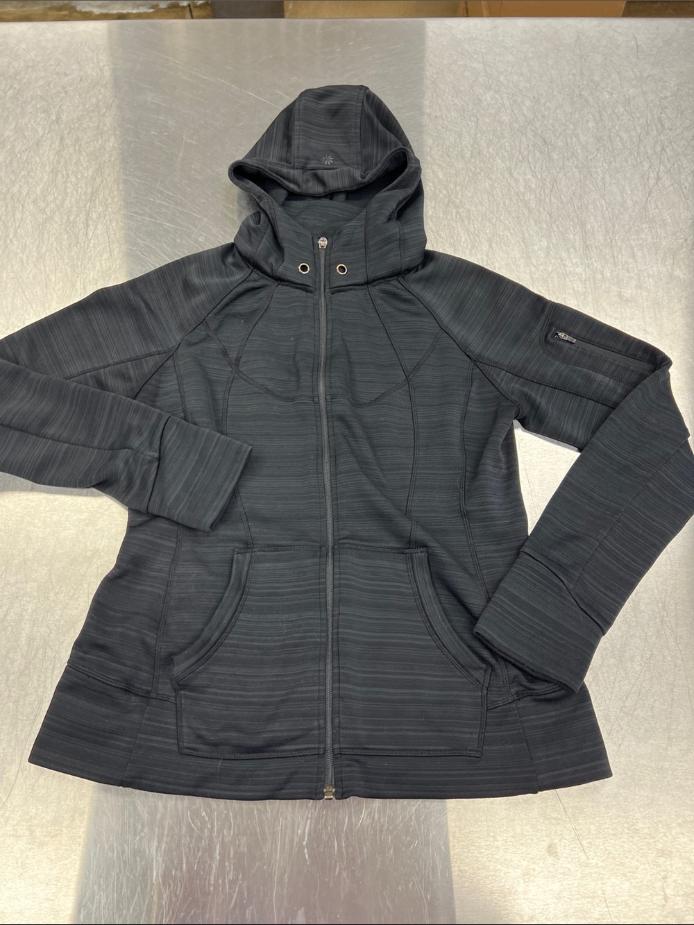 Athleta Black Hooded Full-Zip Utility Jacket Women’s L